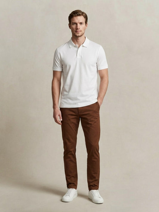 Gant Men Eggshell White Solid Regular Fit Pure Cotton Polo T-Shirt