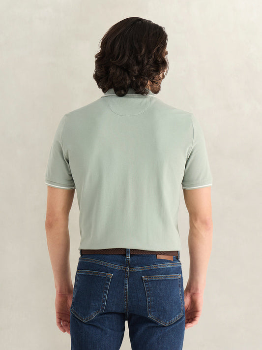 Gant Men Grey Solid Regular Fit Polo T-Shirt