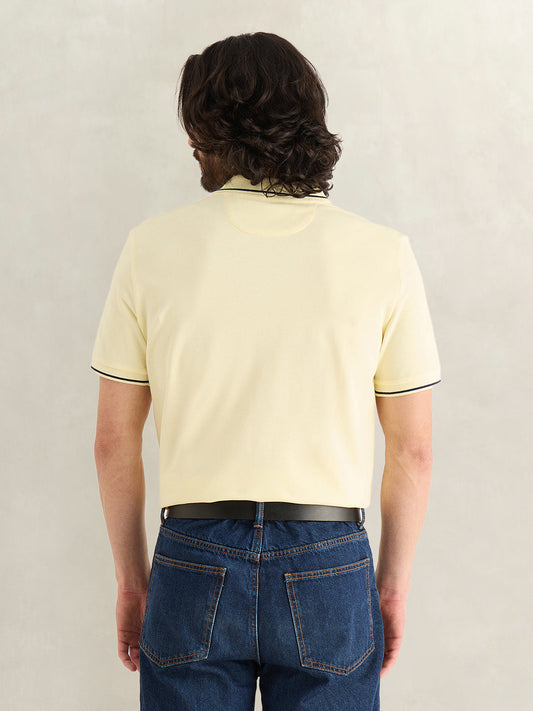 Gant Men Yellow Solid Regular Fit Polo T-Shirt