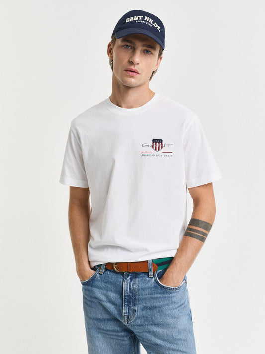 GANT Men White Shield Pure Cotton T-Shirt
