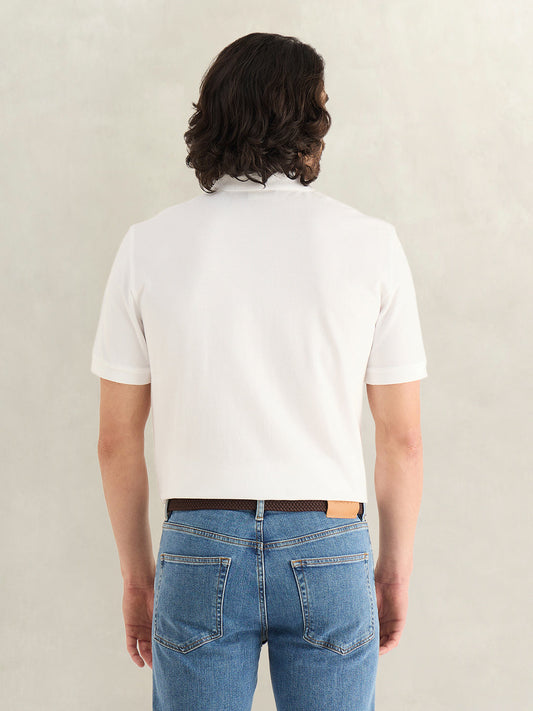 Gant Men White Solid Regular Fit Pure Cotton Polo T-Shirt