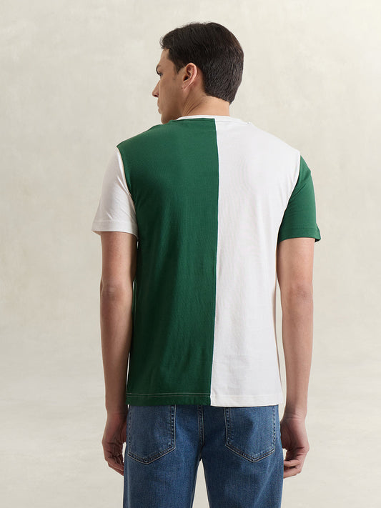 Gant Men White Colorblock Regular Fit Pure Cotton T-Shirt