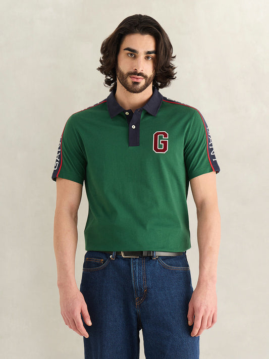 GANT Mens Green Logo Polo T-Shirt