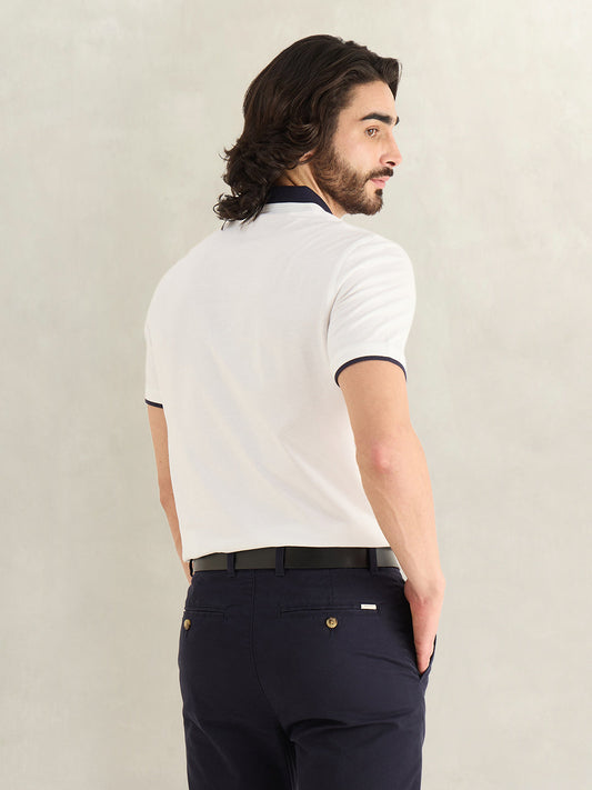 Gant Men White Printed Polo T-Shirt