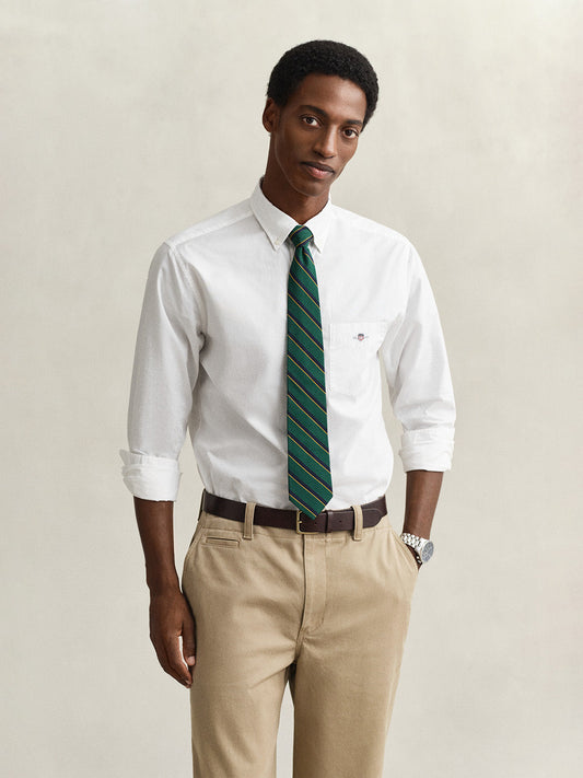 Gant Men White Solid Regular Fit Classic Poplin Shirt