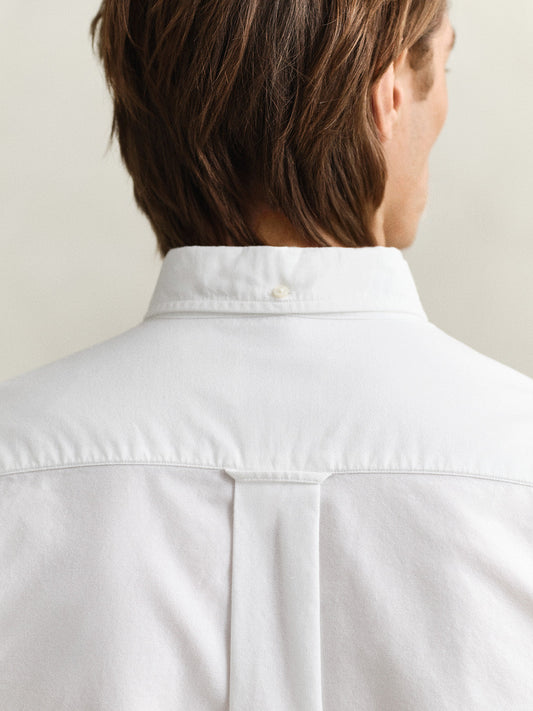 Gant Men White Solid Regular Fit Classic Oxford Shirt