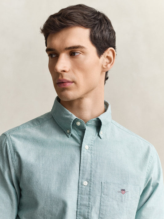 Gant Men Green Solid Regular Fit Classic Oxford Shirt