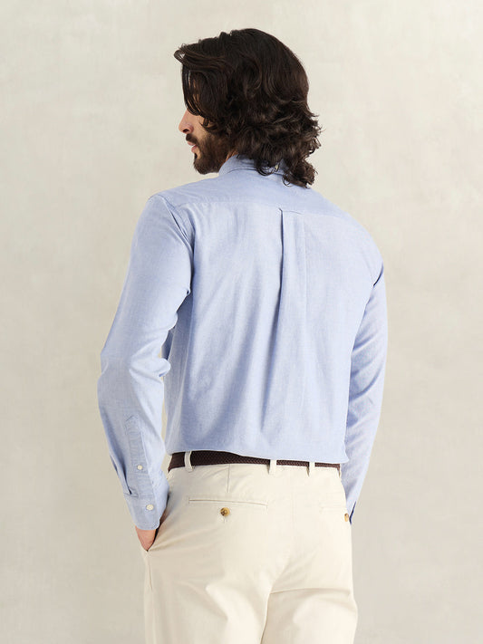 Gant Men Blue Solid Regular Fit Classic Oxford Shirt