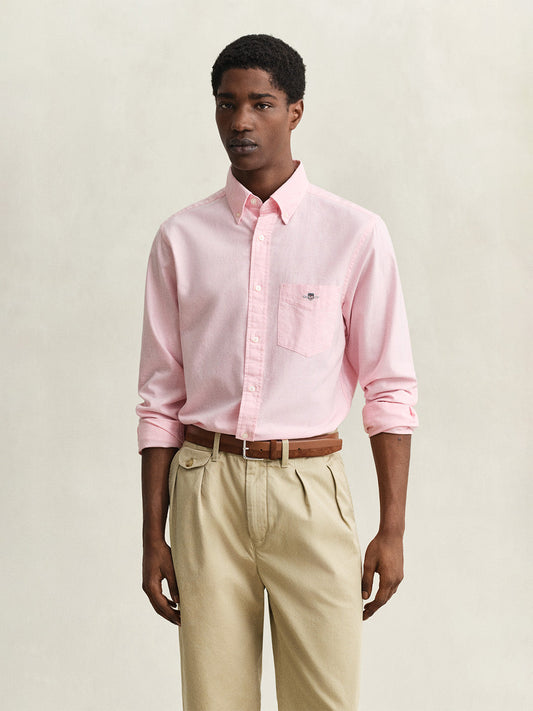 Gant Men Pink Solid Regular Fit Classic Oxford Shirt