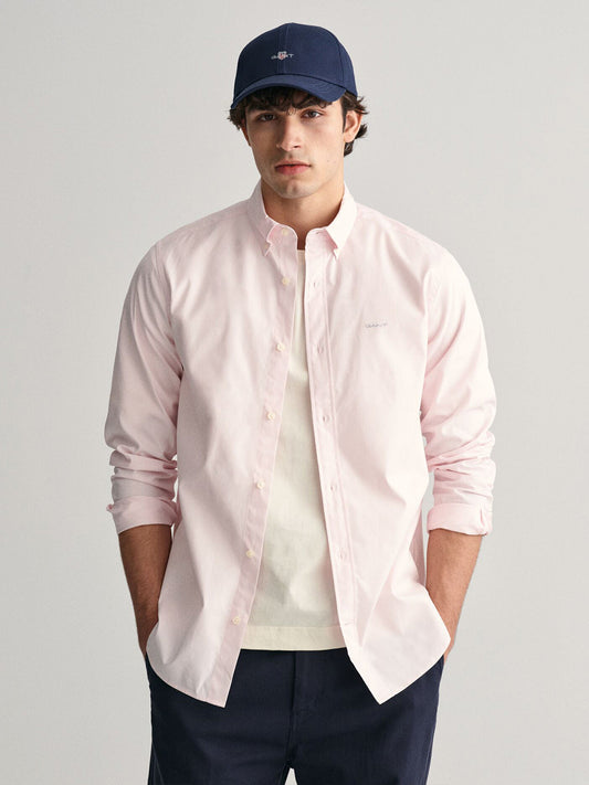 Gant Men Pink Solid Regular Fit Pinpoint Oxford Shirt