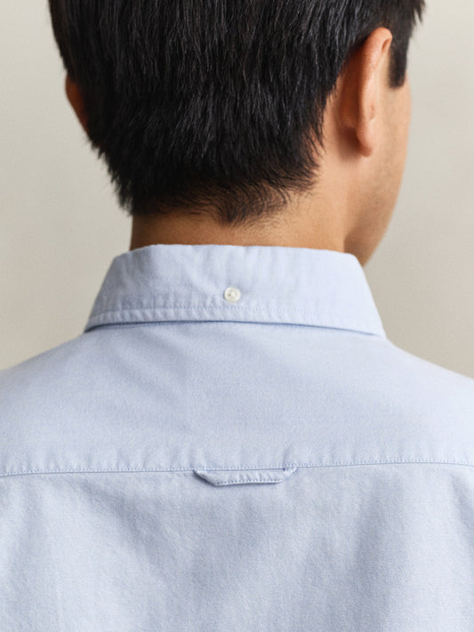 Gant Men Blue Solid Slim Fit Oxford Shirt