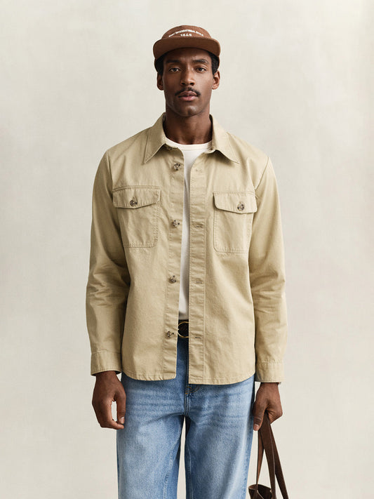 Gant Men Beige Solid Regular Fit Pure Cotton Shirt