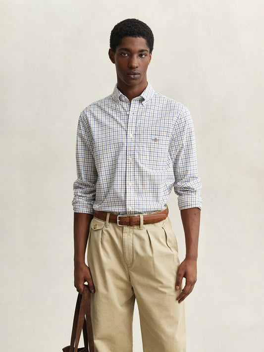 Gant Men Multicolor Checked Regular Fit Classic Poplin Shirt