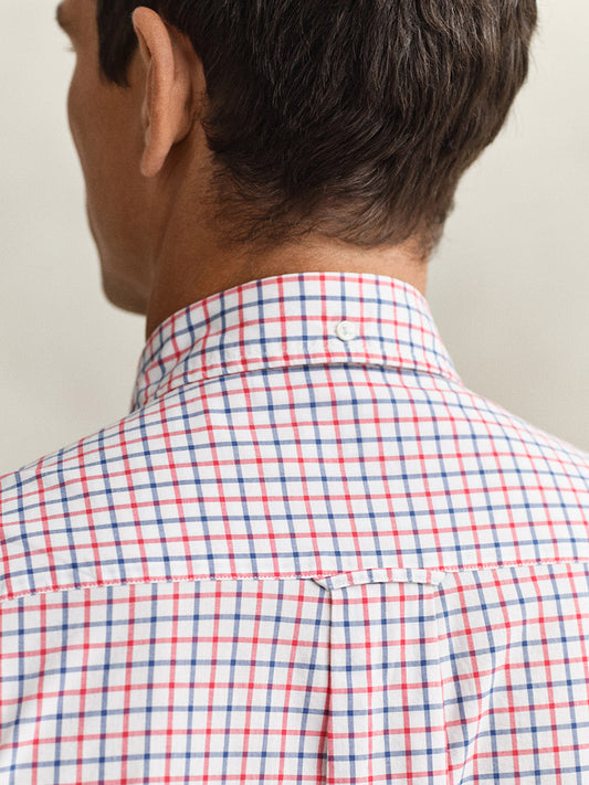 Gant Men Red Checked Regular Fit Classic Poplin Shirt