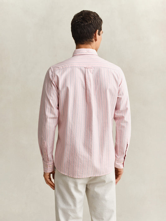 Gant Men Pink Striped Regular Fit Classic Oxford Shirt