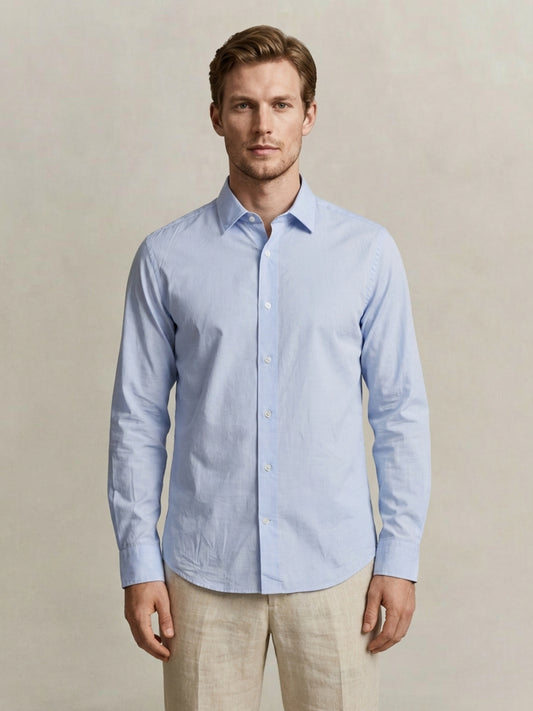Gant Men Blue Solid Regular Fit Classic Poplin Shirt