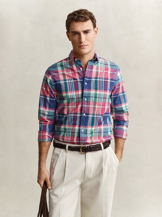 Gant Men Multicolour Checked Regular Fit Madras Checked Shirt