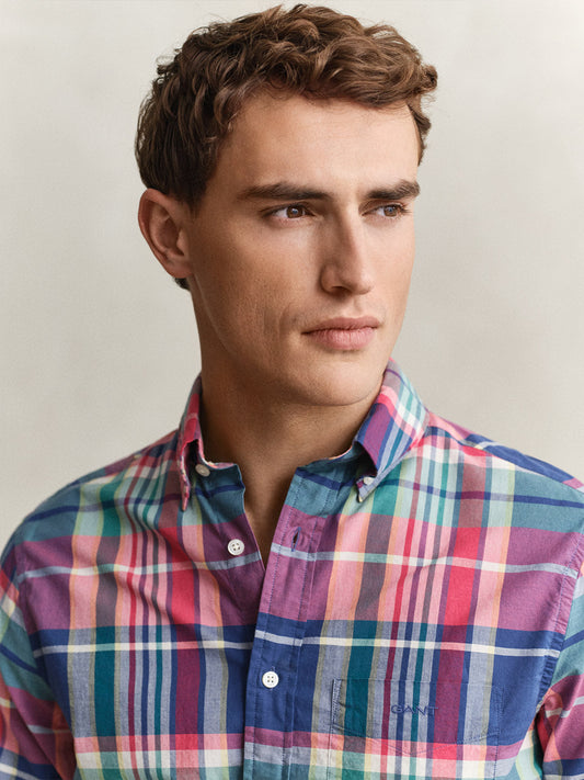 Gant Men Multicolour Checked Regular Fit Madras Checked Shirt