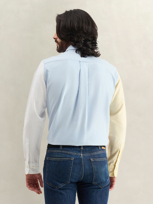 Gant Men Blue Colorblock Regular Fit Pure Cotton Shirt