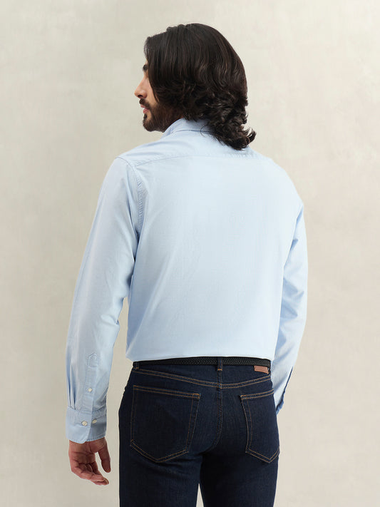 Gant Men Blue Solid Regular Fit Pure Cotton Shirt