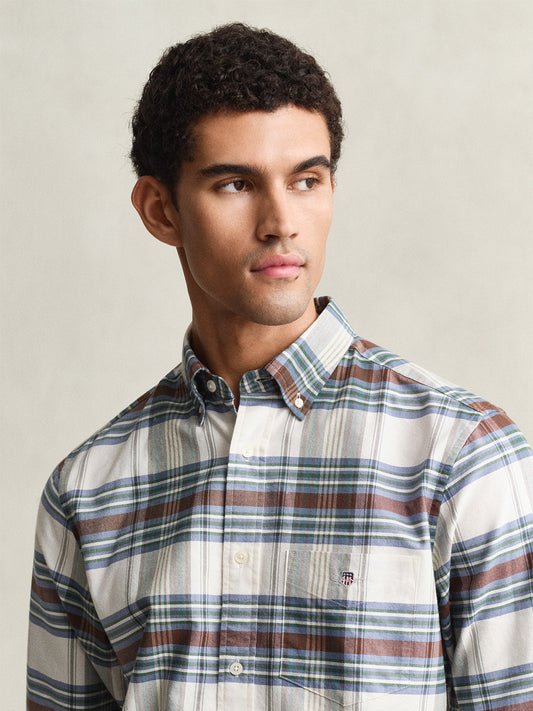 Gant Men Multicolor Checked Regular Fit Oxford Shirt
