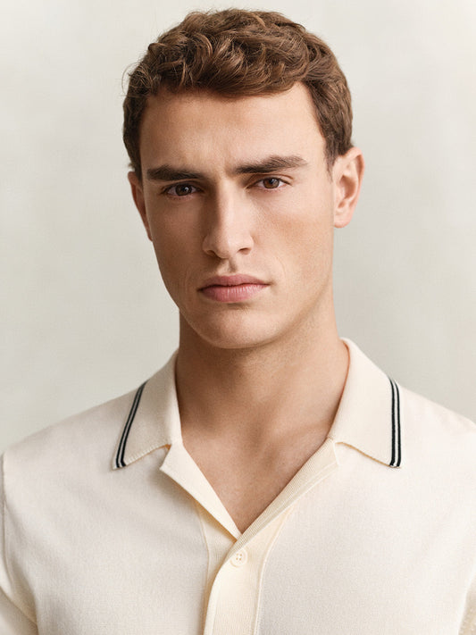 Gant Men Cream Solid Regular Fit Polo T-Shirt