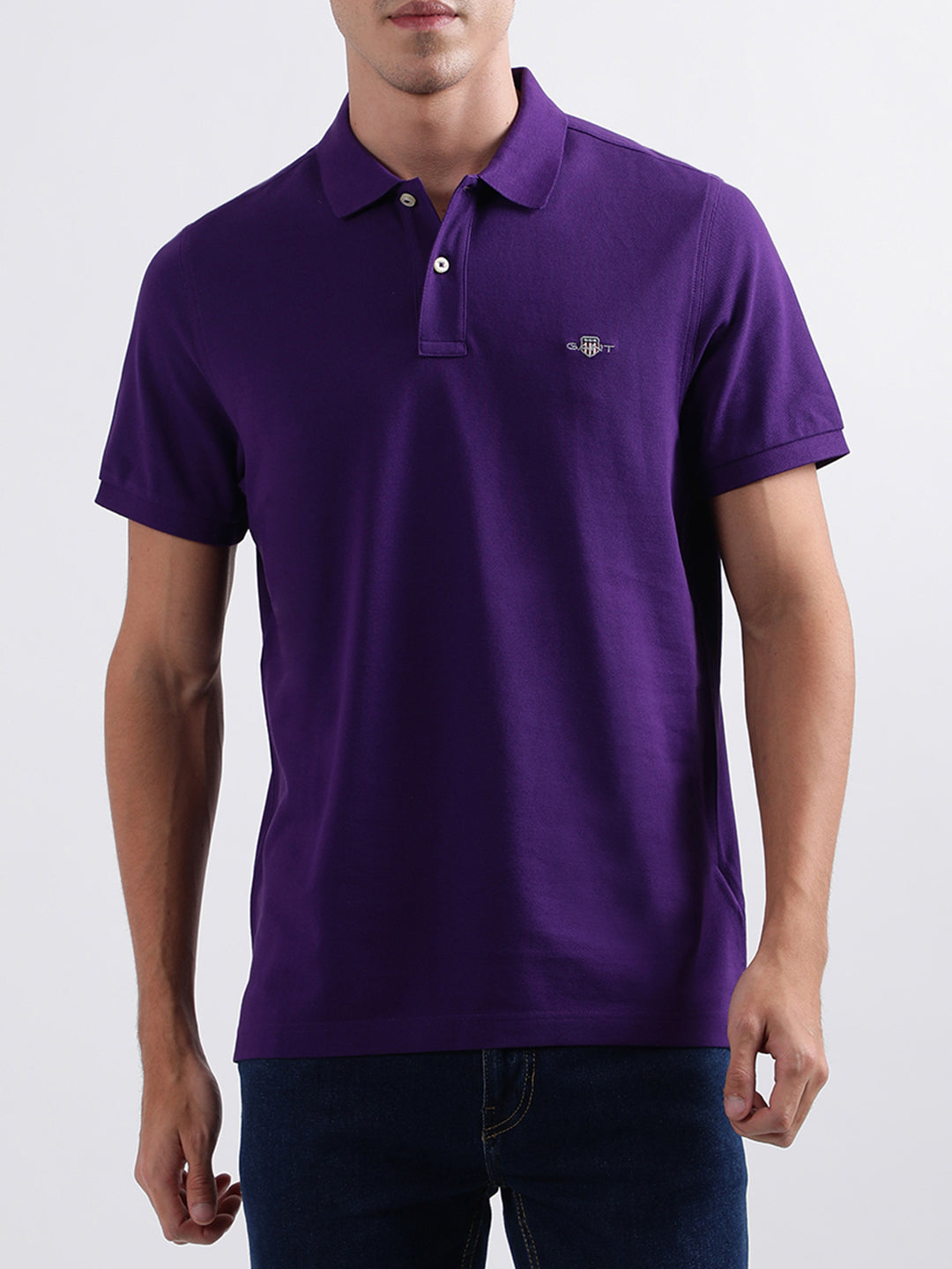 Shop Gant Purple Regular Fit Polo T-Shirt - GANT India