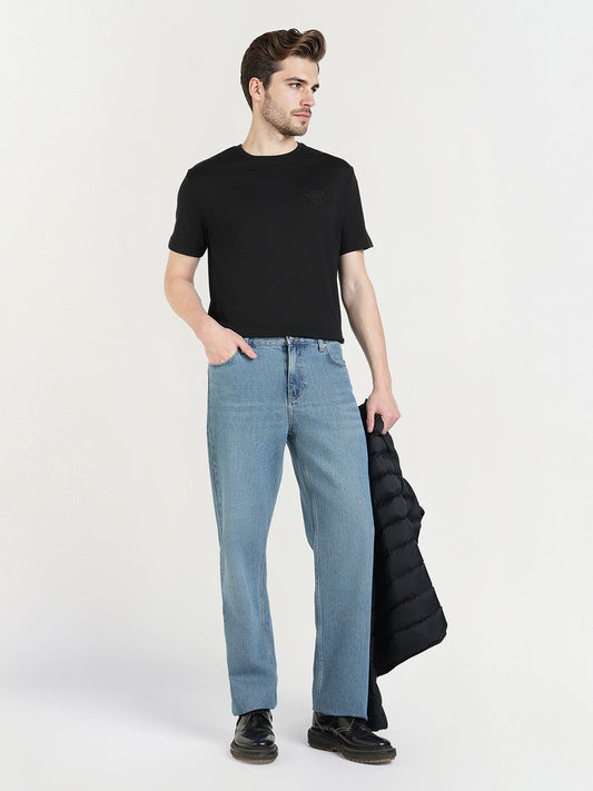 Gant Men Black Solid Crew Neck Tshirt