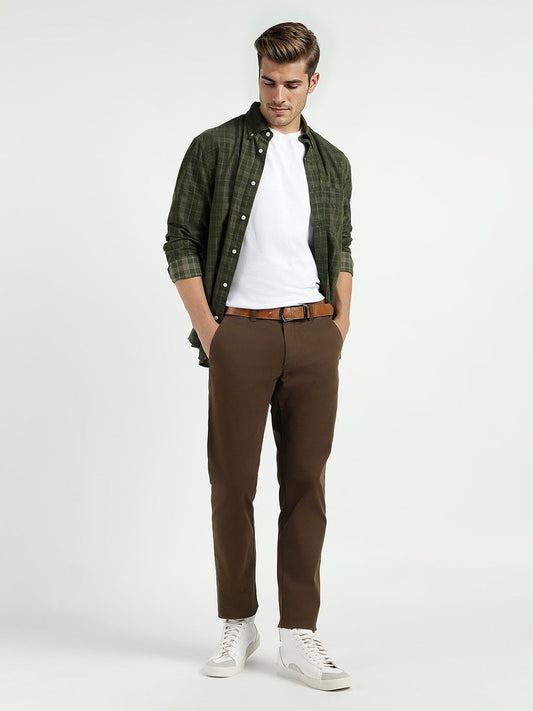Gant Men Brown Slim Fit Solid Trouser