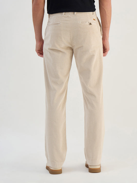 Gant Men Beige Solid Pure Cotton Straight Trouser