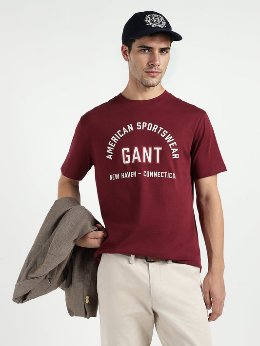 Gant Men Red Printed Crew Neck Tshirt