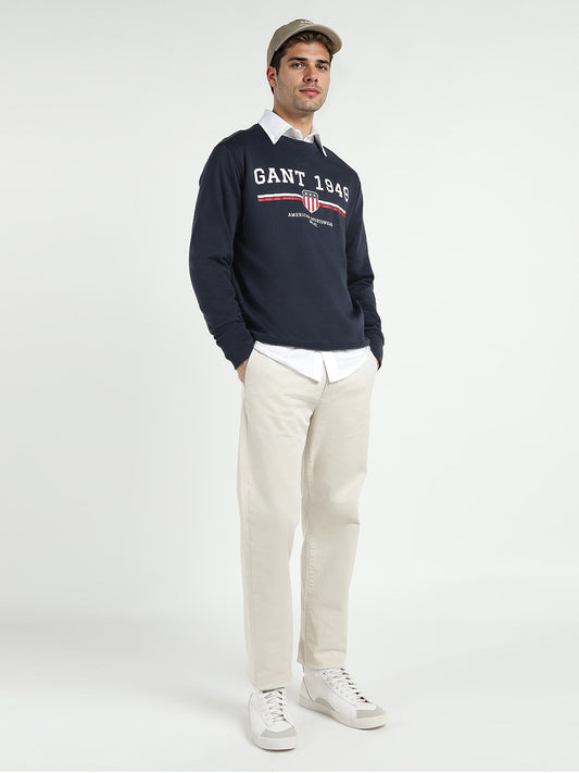 Gant Men Blue Printed Crew Neck Sweatshirt