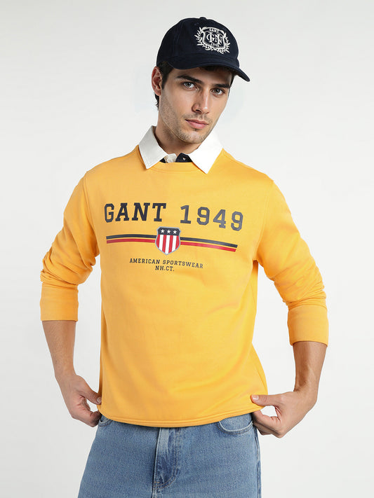 Gant Men Yellow Printed Crew Neck Sweatshirt