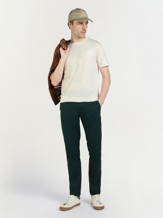 Gant Men Cream Solid Crew Neck Tshirt