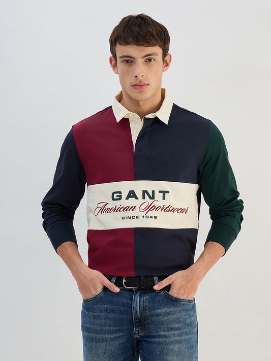 Gant Men Blue Logo Pure Cotton Collared Ruggers