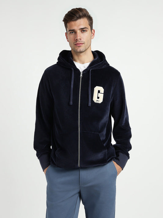 Gant Men Blue Printed Hooded Sweatshirt