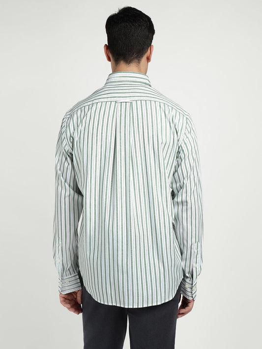 Gant Men Green Striped Collar Shirt