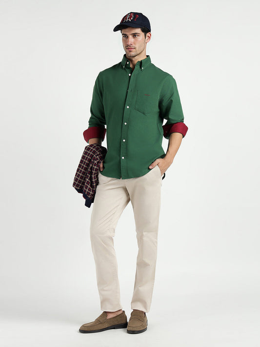 Gant Men Green Solid Collar Shirt