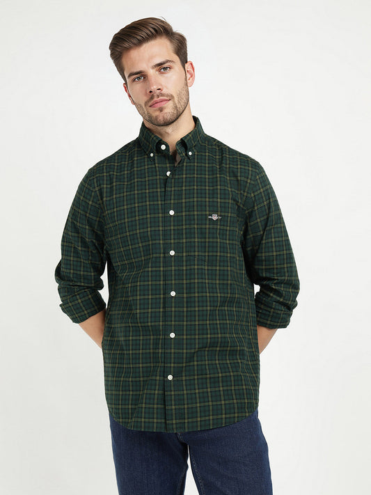 Gant Men Green Checks Collar Shirt