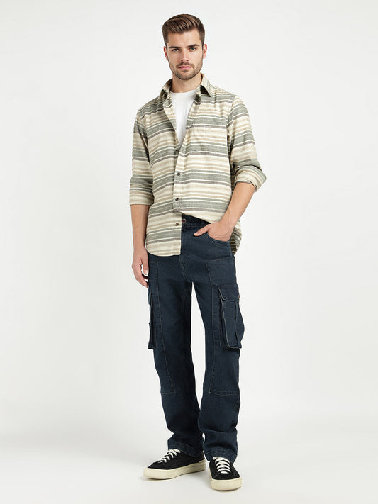 Gant Men Green Striped Collar Shirt