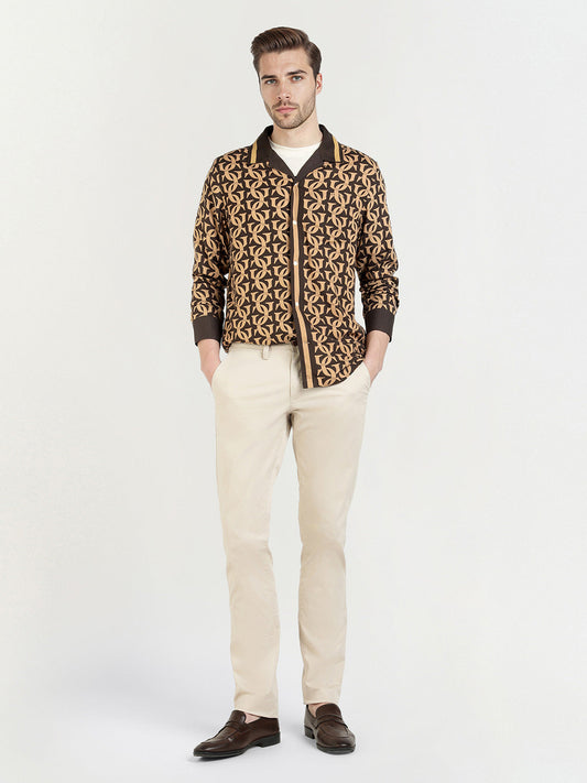 Gant Men Khaki Printed Collar Shirt