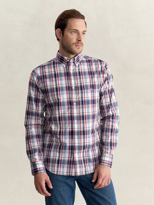 Gant Men Multicolour Regular Fit Checked Poplin Shirt