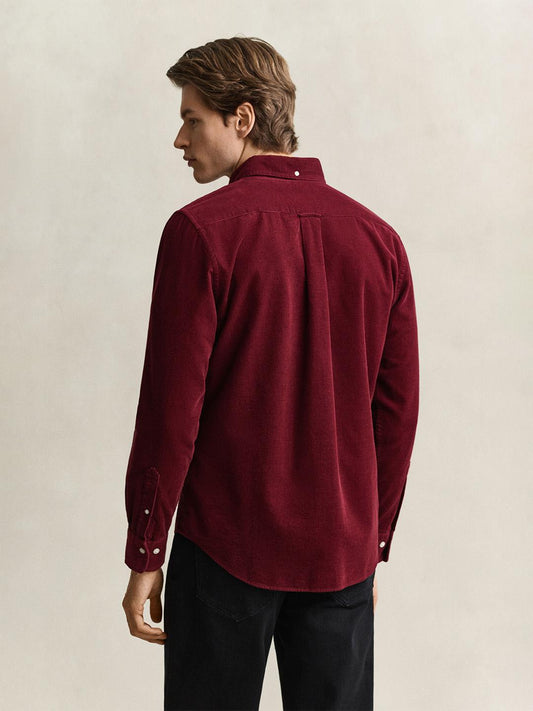 Gant Men Wine Solid Regular Fit Corduroy Shirt