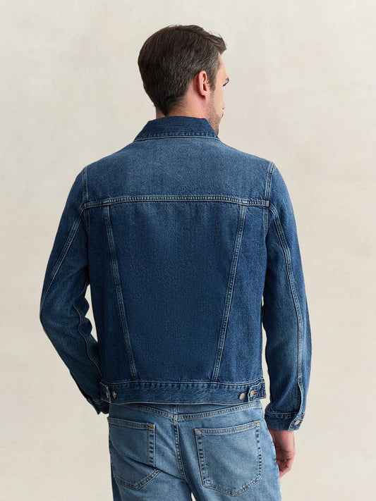 Gant Men Blue Regular Fit Solid Cotton Blend Jacket