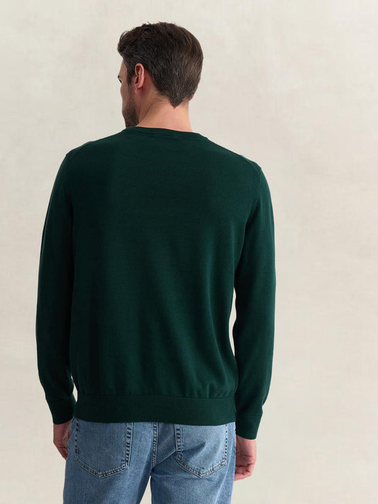Gant Men Green Regular Fit Solid Pure Cotton Sweater