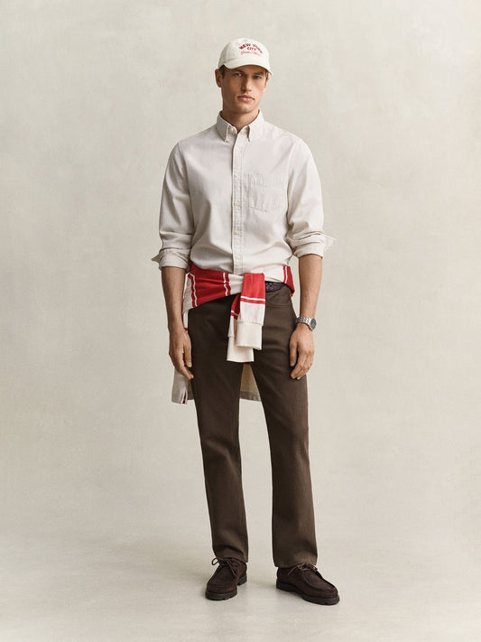 Gant Men Beige Solid Regular Fit Pure Cotton Shirt