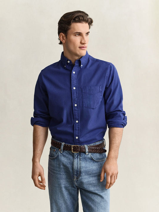 Gant Men Blue Solid Regular Fit Pure Cotton Shirt