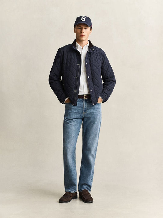 Gant Men Navy Blue Regular Fit Classic Quilted Jacket
