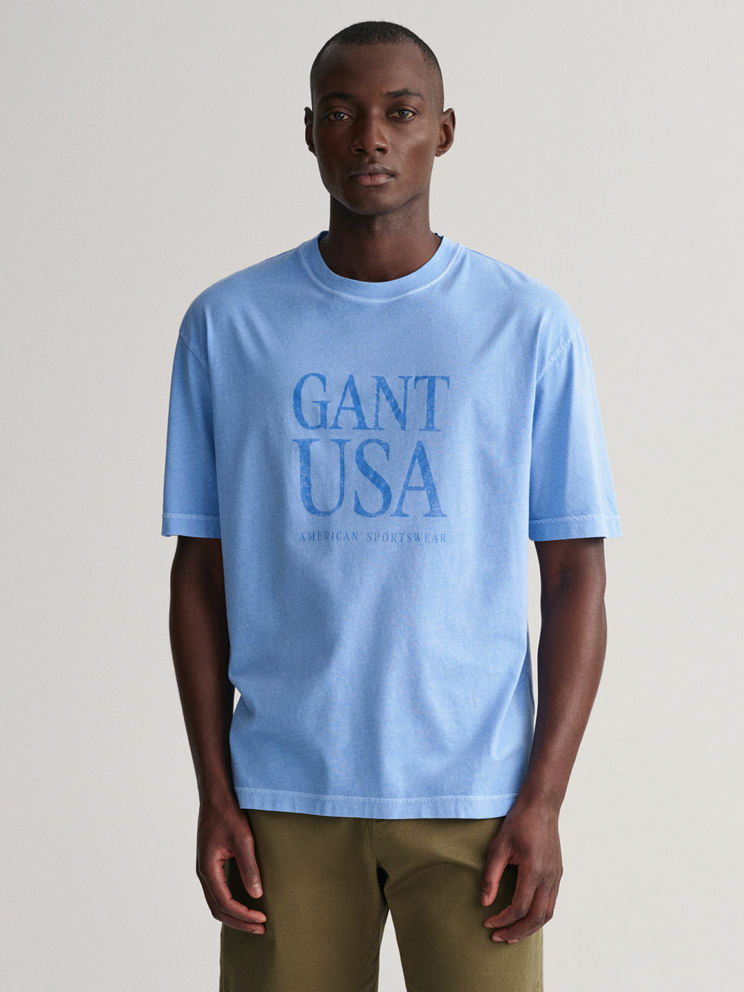 Shop Men Blue Sunfaded Logo Regular Fit T-Shirt - GANT India