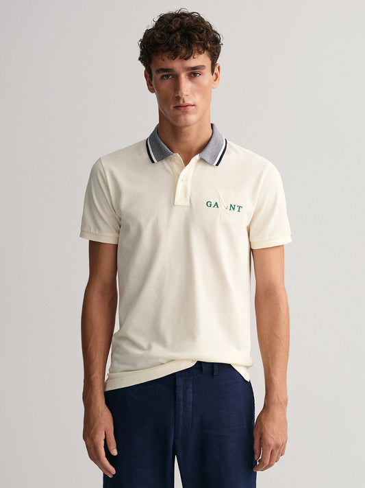 Gant Cream Sail Regular Fit Pique Polo T-Shirt